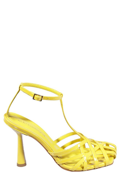 Aldo Castagna Lidia Sandals Made Of Painted Leather In Yellow