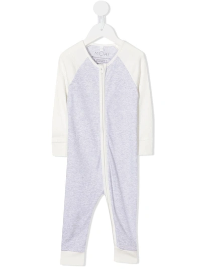 Mori Babies' Colour-block Raglan Pyjamas In Grey