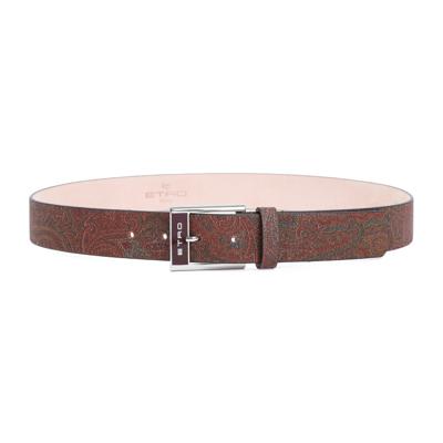 Etro Paisley-print Buckled Blet In Brown