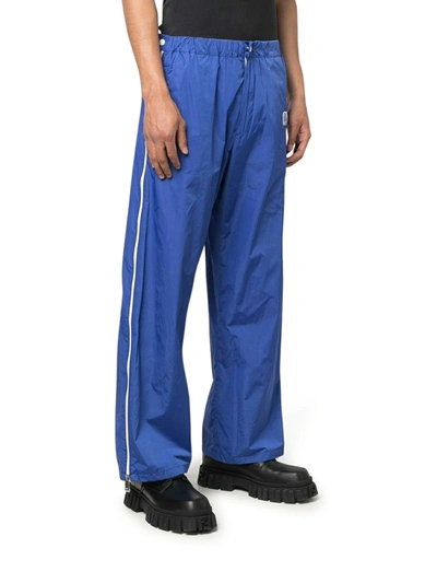 Valentino Nylon Trousers With Side Zip In Blue