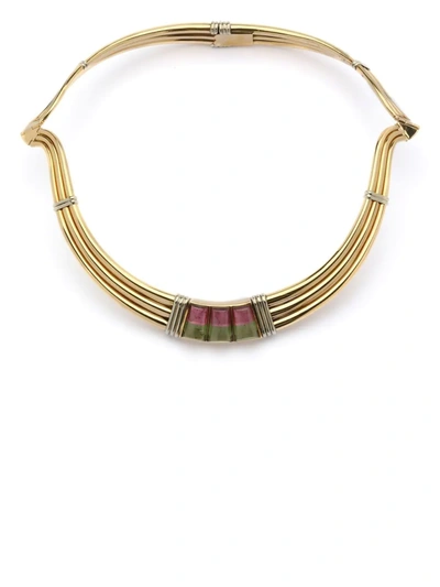 Pre-owned Gucci 1970 18kt Yellow Gold Tourmaline Necklace