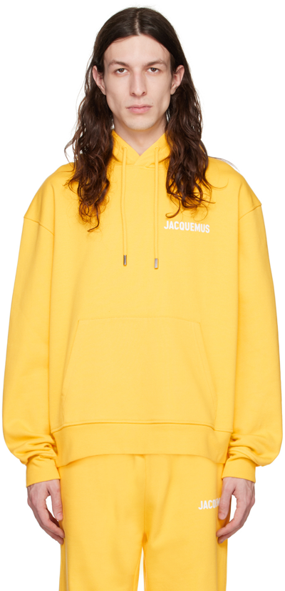 Jacquemus Logo-print Organic Cotton Hoodie In Yellow