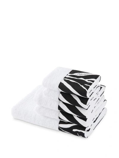 Dolce & Gabbana Set Of Five Terry Cotton Towels In Zebra
