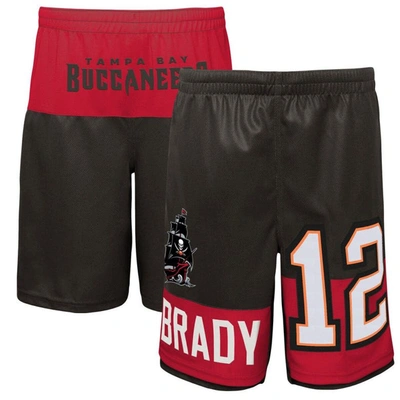 Outerstuff Kids' Big Boys Tom Brady Black Tampa Bay Buccaneers Name And Number Player Shorts