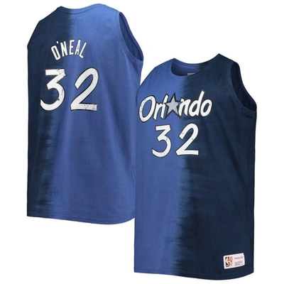 Mitchell & Ness Shaquille O'neal Blue/navy Orlando Magic Big & Tall Profile Tie-dye Player Tank Top