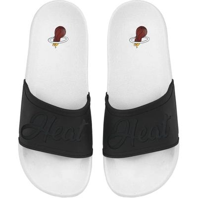Foco Miami Heat Script Wordmark Slide Sandals In White