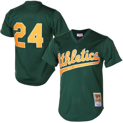 Mitchell & Ness Rickey Henderson Green Oakland Athletics 1998 Cooperstown Mesh Batting Practice Jers