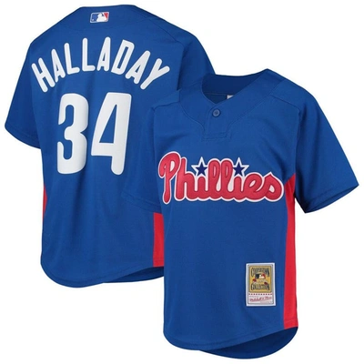 Mitchell & Ness Kids' Youth  Roy Halladay Royal Philadelphia Phillies Cooperstown Collection Mesh Batting P
