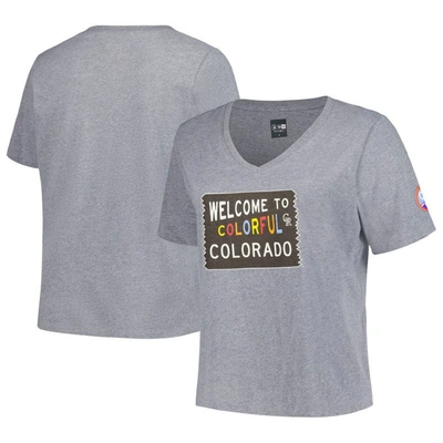 New Era White Colorado Rockies 2022 City Connect Plus Size V-neck T-shirt In Gray
