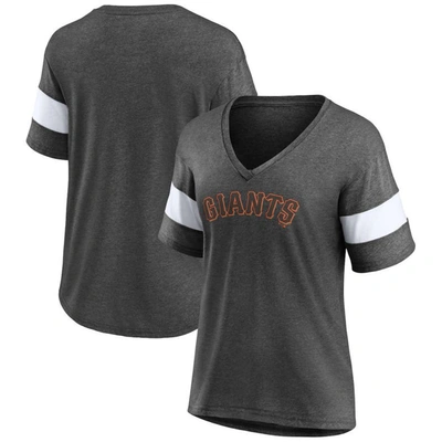 Fanatics Branded Heathered Charcoal San Francisco Giants Wordmark V-neck Tri-blend T-shirt