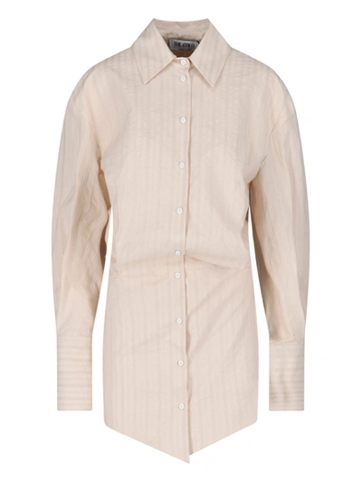 Attico Silvye Striped Cotton Mini Shirt Dress In Rosa