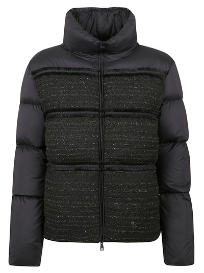 Moncler Aucun Quilted Tweed-lamé And Shell Down Jacket In Black | ModeSens