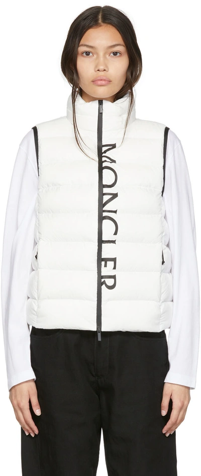 Moncler White Cenis Logo Print Padded Gilet