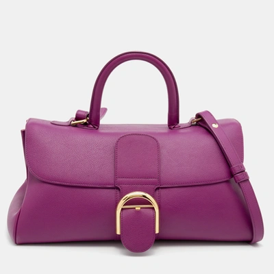 Pre-owned Delvaux Purple Leather Brillant East West Top Handle Bag