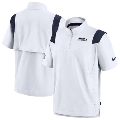 Nike Men's Sideline Coach Lockup (nfl Seattle Seahawks) Short-sleeve Jacket In White