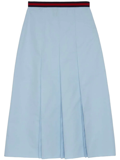 Gucci Heavy Cotton Poplin Skirt In Blau