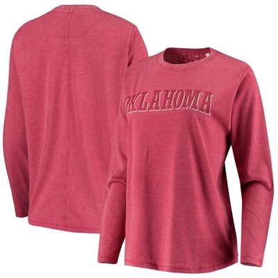 Pressbox Crimson Oklahoma Sooners Tonal Block Vintage Wash Long Sleeve T-shirt