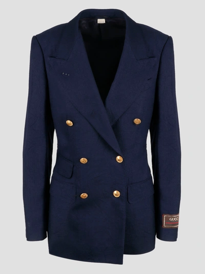Gucci Wrinkled Effect Viscose Jacket In Blue