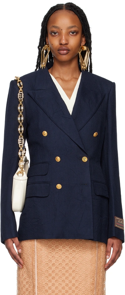 Gucci Wrinkled Effect Viscose Jacket In Blue