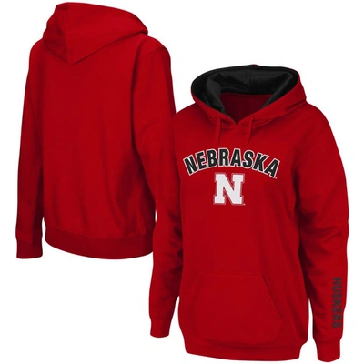 Colosseum Women's Scarlet Nebraska Huskers Arch And Logo 1 Pullover Hoodie