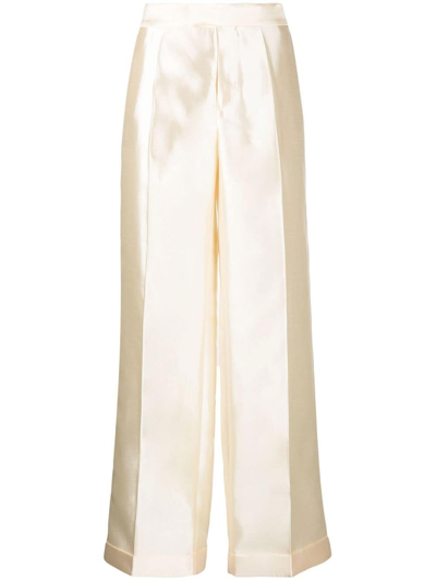 Maison Margiela Mikado Silk Blend Straight Leg Pants In Nude & Neutrals