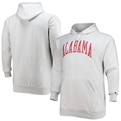 Champion Heathered Gray Alabama Crimson Tide Big & Tall Reverse Weave Fleece Pullover Hoodie Sweatsh