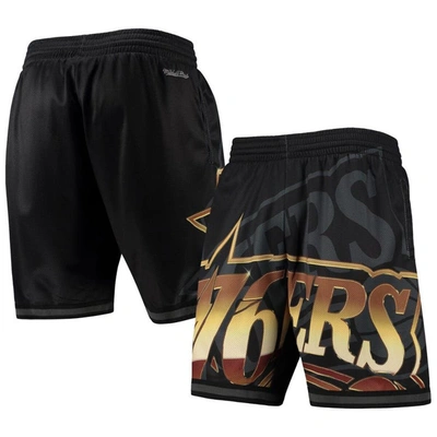 Mitchell & Ness Men's  Black Philadelphia 76ers Big Face 4.0 Fashion Shorts
