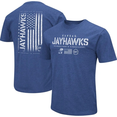 Colosseum Royal Kansas Jayhawks Oht Military Appreciation Flag 2.0 T-shirt