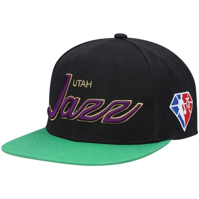 Mitchell & Ness Men's  Black Utah Jazz Nba 75th Anniversary Snapback Hat