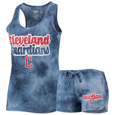 Concepts Sport Women's  Navy Cleveland Guardians Billboard Racerback Tank Top And Shorts Set