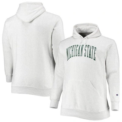 Champion Heathered Gray Michigan State Spartans Big & Tall Reverse Weave Fleece Pullover Hoodie Swea