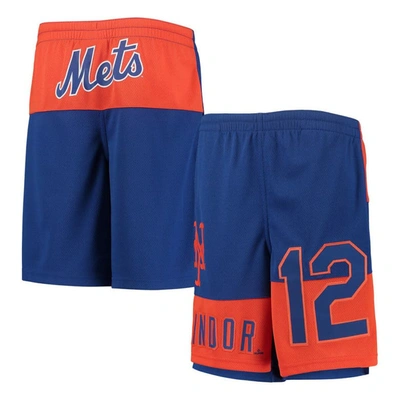 Outerstuff Kids' Youth Francisco Lindor Royal New York Mets Pandemonium Name & Number Shorts