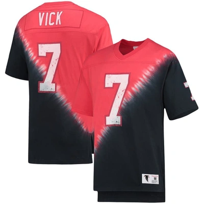 Mitchell & Ness Michael Vick Black/red Atlanta Falcons Retired Player Name & Number Diagonal Tie-dye In Black,red