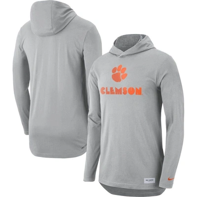 Nike Grey Clemson Tigers Campus Performance Hoodie Long Sleeve T-shirt