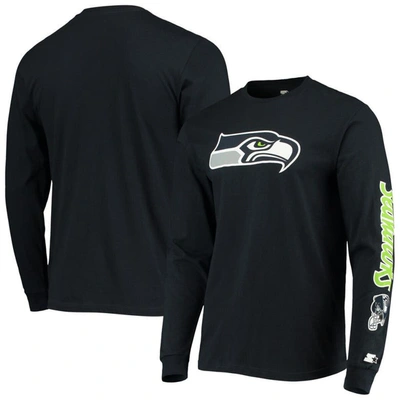 Starter College Navy Seattle Seahawks Halftime Long Sleeve T-shirt