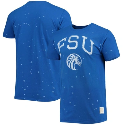 Retro Brand Original  Royal Fayetteville State Broncos Bleach Splatter T-shirt