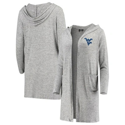 Boxercraft Heathered Gray West Virginia Mountaineers Cuddle Soft Duster Tri-blend Hooded Cardigan In Heather Gray