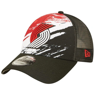 New Era Black Portland Trail Blazers Marble 9forty Trucker Snapback Hat