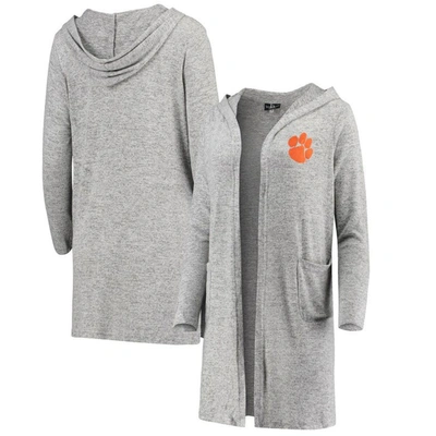 Boxercraft Heathered Gray Clemson Tigers Cuddle Soft Duster Cardigan In Heather Gray