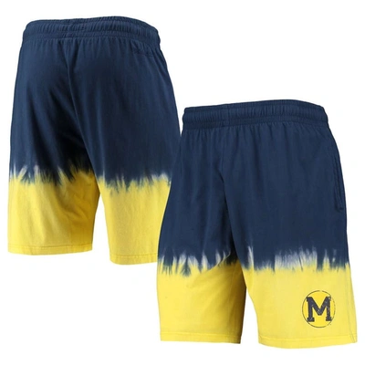 Mitchell & Ness Men's  Navy, Gold Michigan Wolverines Tie-dye Shorts In Navy,gold