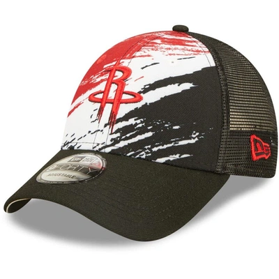 New Era Black Houston Rockets Marble 9forty Trucker Snapback Hat