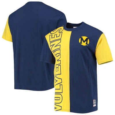 Mitchell & Ness Men's  Navy, Maize Michigan Wolverines Play By Play 2.0 T-shirt In Navy,maize