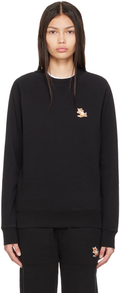 Maison Kitsuné Chillax Fox Patch Classic Sweatshirt In Black