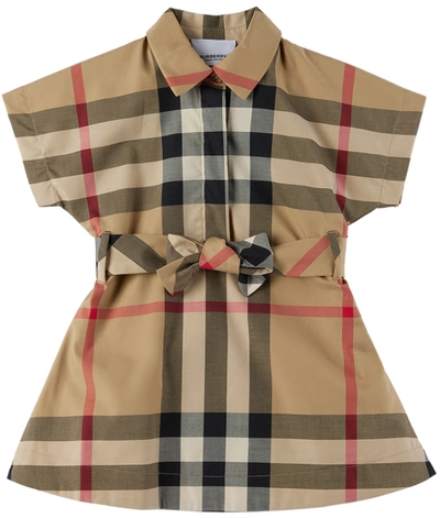 Burberry Girls Baby Beige Check Shirt Dress