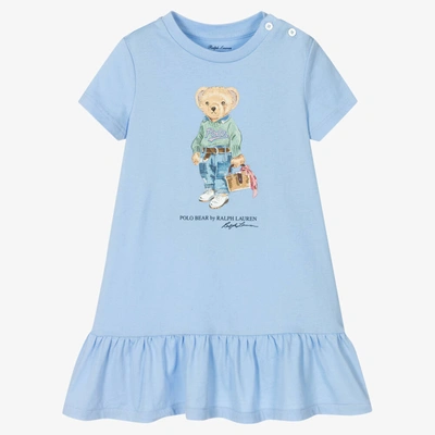 Ralph Lauren Babies' Girls Blue Polo Bear Dress Set