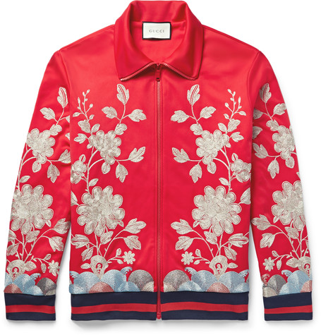 Gucci Floral Embroidered Track Jacket | ModeSens