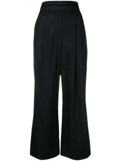 Alexander Wang Deconstructed High-waist Cropped Cotton Pants In Black