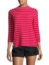 Marc Jacobs Striped Mockneck Sweater In Red Pink