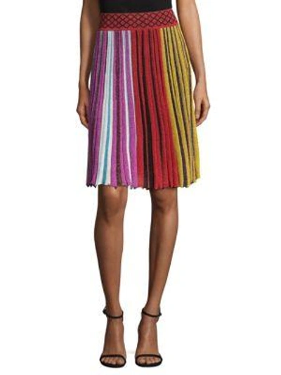 Missoni Pleated Metallic Stretch-knit Skirt In Rainbow