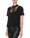 The Kooples Lace-inset Tee In Black